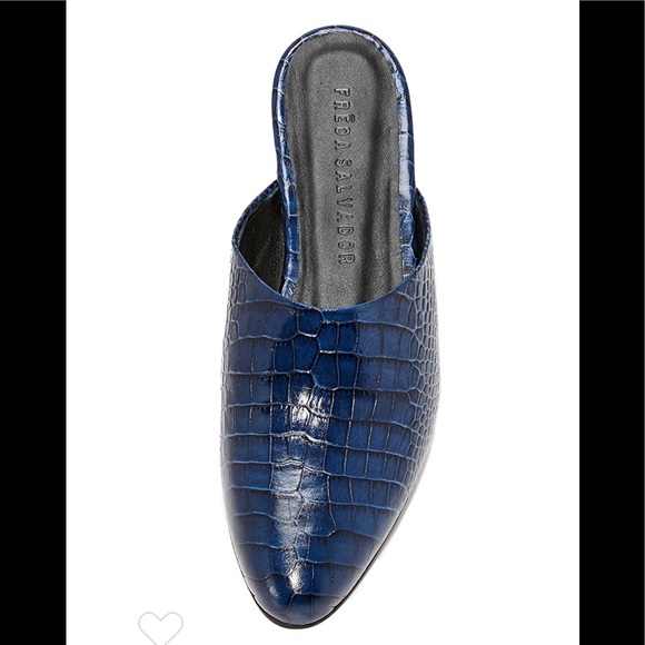 Freda Salvador Lay Mules Croc Embossed Leather 7 - Picture 2 of 11